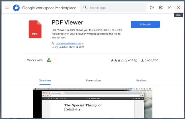 Página de produto do app no ​​Google Workspace Marketplace