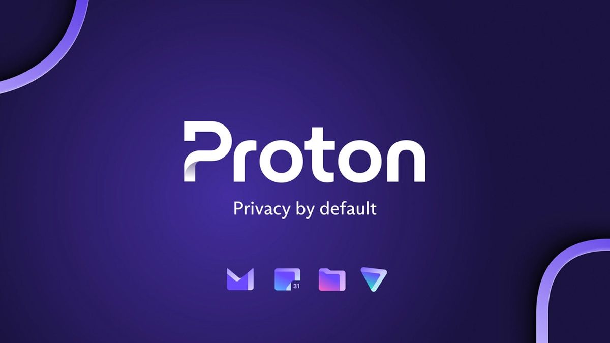 Logotipo Proton com logotipos para Proton Mail, Calendar, Drive e VPN