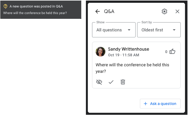 Pergunta feita durante um Google Meet