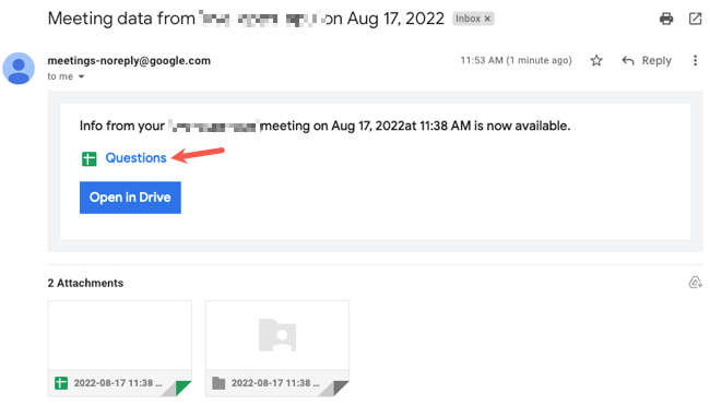 Email de relatório de perguntas no Gmail