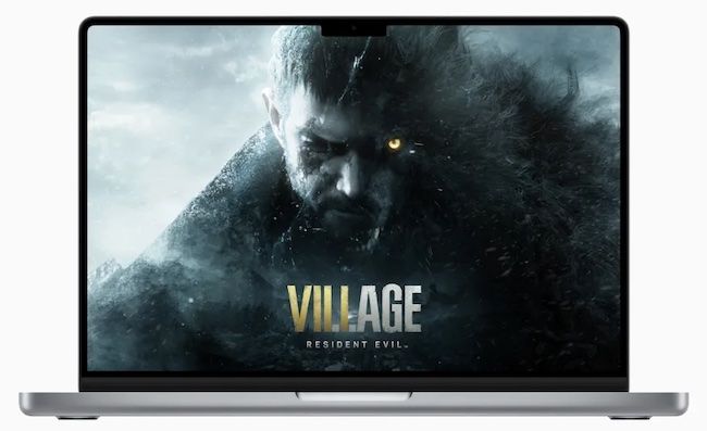 Imagem promocional de Resident Evil Village em um MacBook