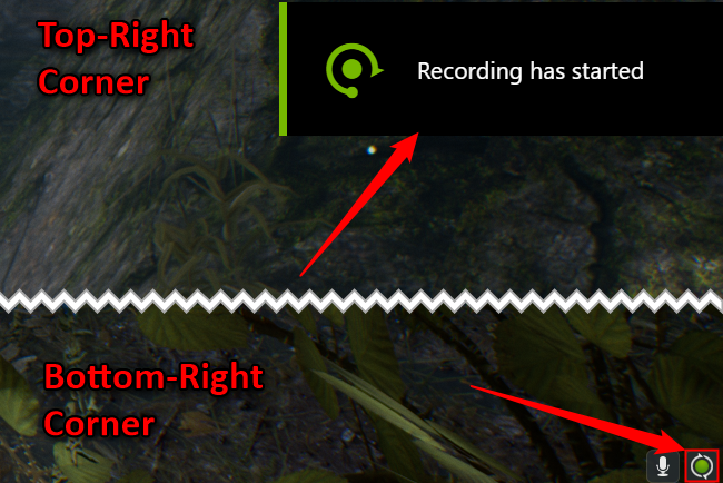 Os indicadores de gravação depois de pressionar Alt+F9.