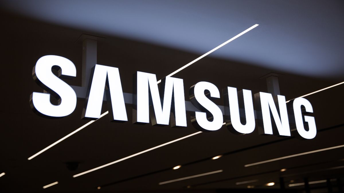 Sinal do logotipo da Samsung.