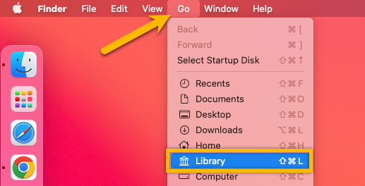 Selecione Ir> Biblioteca no Finder.