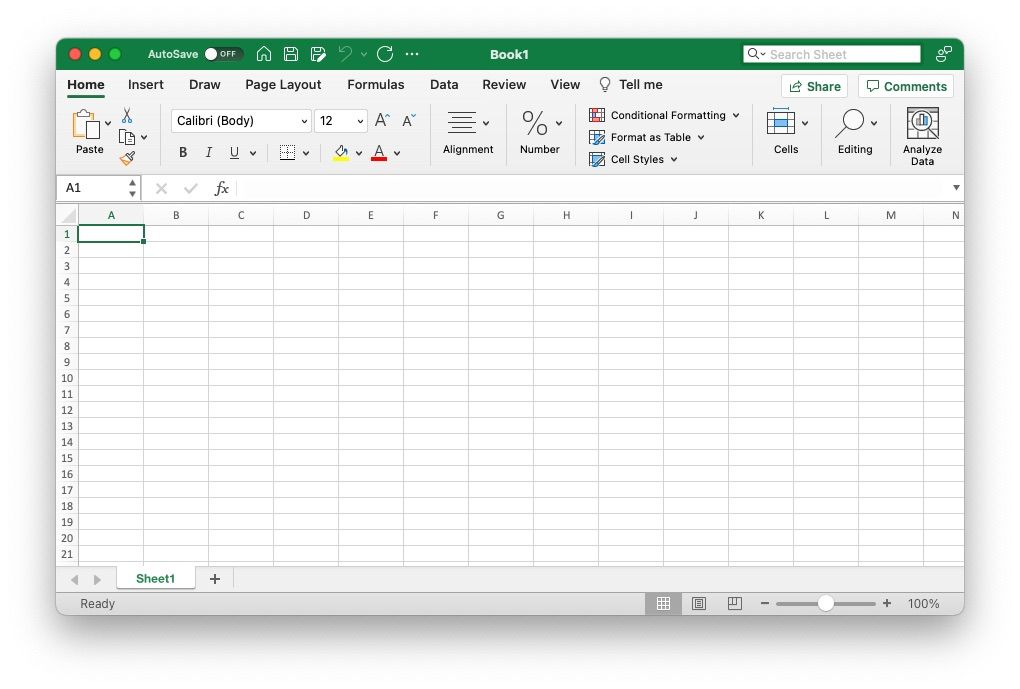 Captura de tela do Microsoft Excel