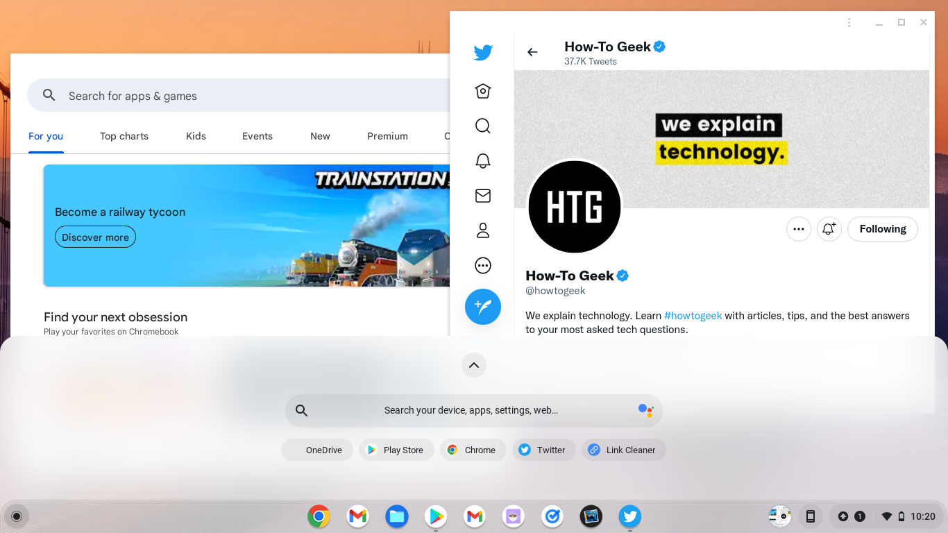 Captura de tela do modo claro do ChromeOS