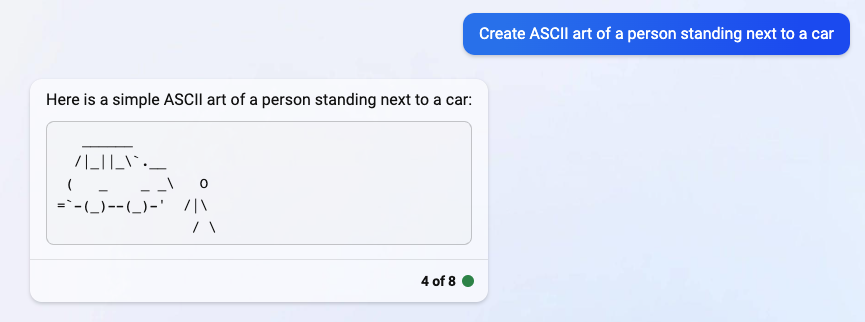 Arte do carro ASCII do Bing