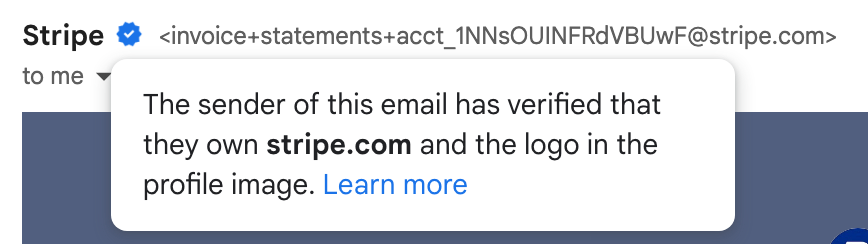 Captura de tela do e-mail fraudulento Stripe