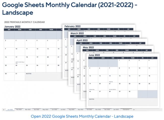 Modelo de calendário do Smartsheet