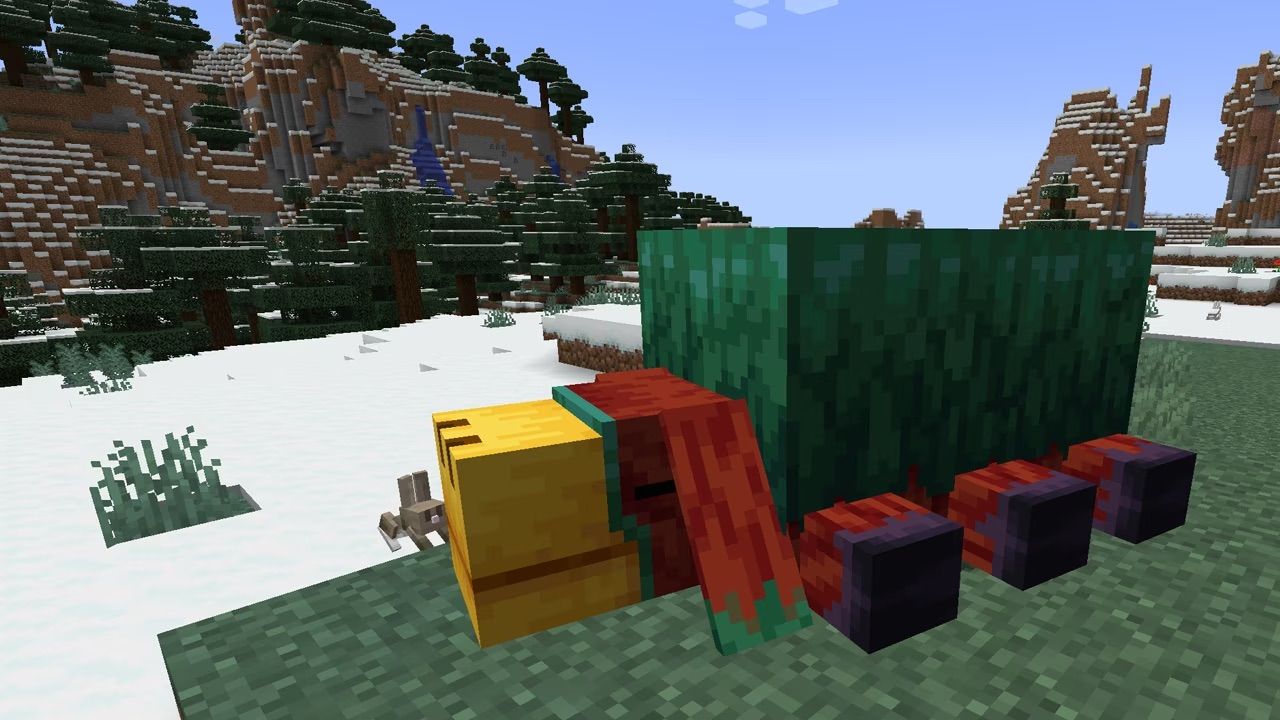 Captura de tela do Minecraft com o farejador descansando