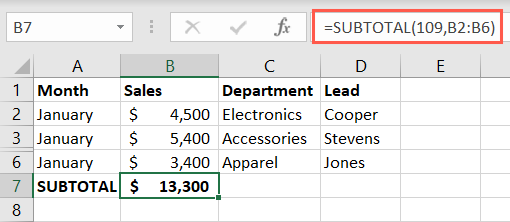 Função SUBTOTAL excluindo linhas ocultas