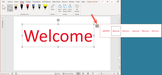 Sugestões para texto convertido no PowerPoint