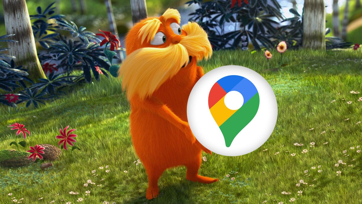 O Lorax segurando um ícone do Google Maps