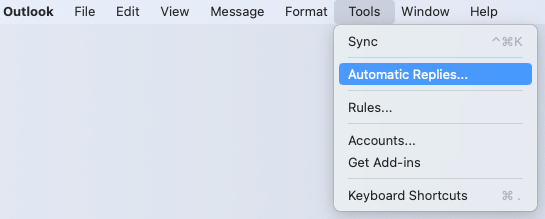 Ferramentas, Respostas Automáticas na barra de menu do Mac