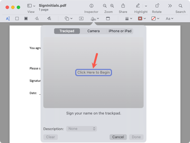 Clique aqui para começar na opção de assinatura do Trackpad