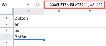 Fórmula GOOGLETRANSLATE usando todas as referências de células