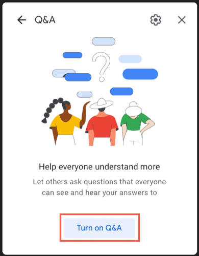 Ative as perguntas e respostas no Google Meet