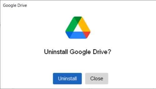Solicitação de desinstalação do Google Drive