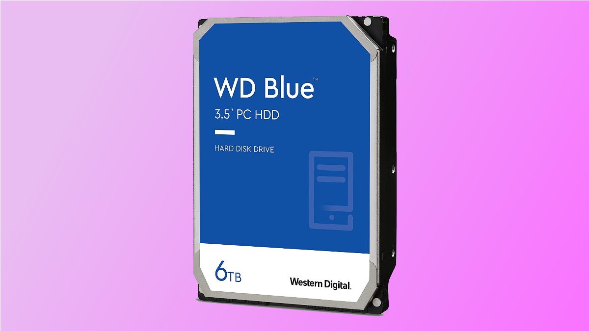 HDD WD Blue em fundo rosa