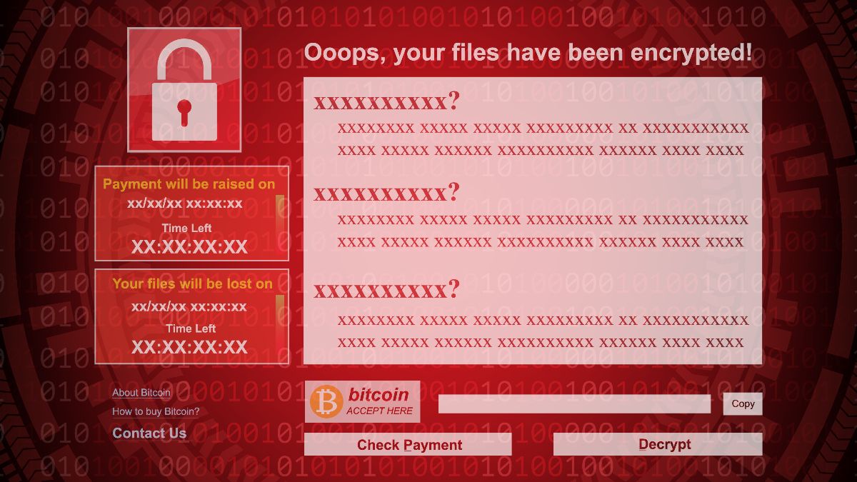 Janela de vírus semelhante ao Wannacry