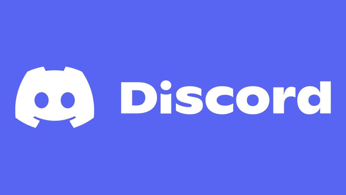 Texto e logotipo do Discord no fundo desfocado exclusivo do Discord.  Cabeçalho.