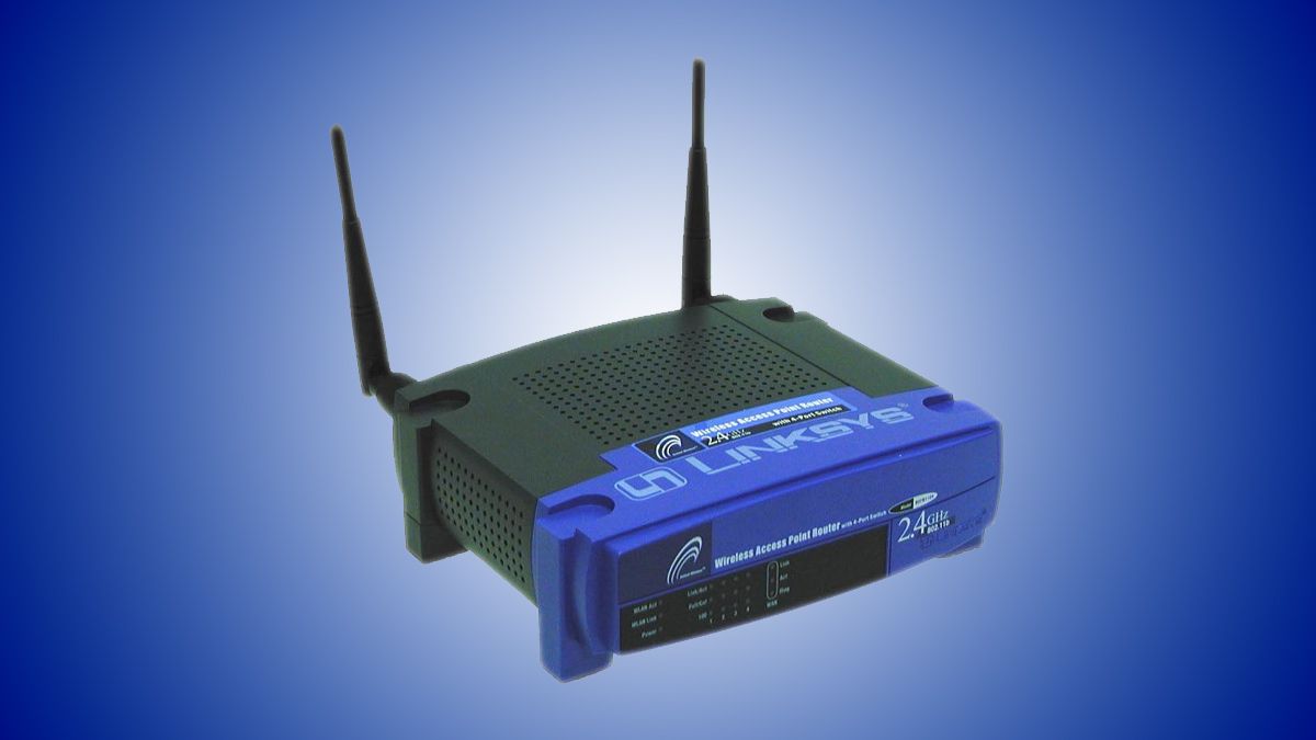 Um modelo antigo de roteador Linksys.