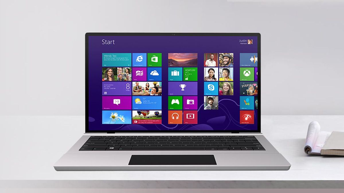 Foto do Windows 8.1 rodando em um laptop