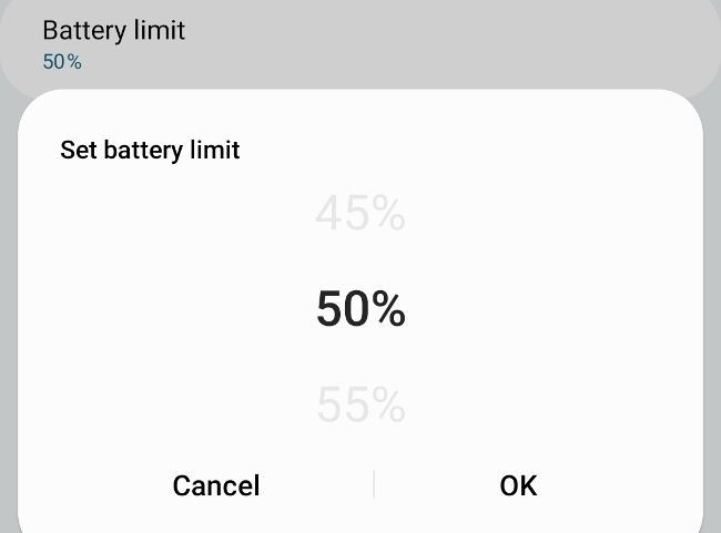 O PowerShare sem fio para quando a bateria do seu telefone atinge um determinado nível