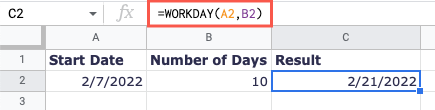 Fórmula WORKDAY sem feriados