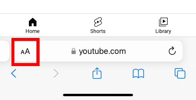 Um ícone próximo à barra de endereço no Safari