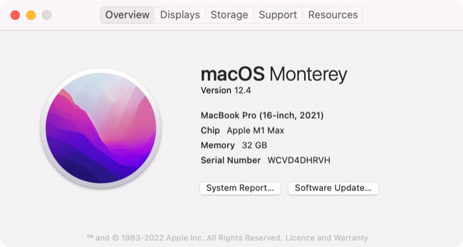 Sobre este Mac no macOS 12 Monterey para MacBook Pro (2021)