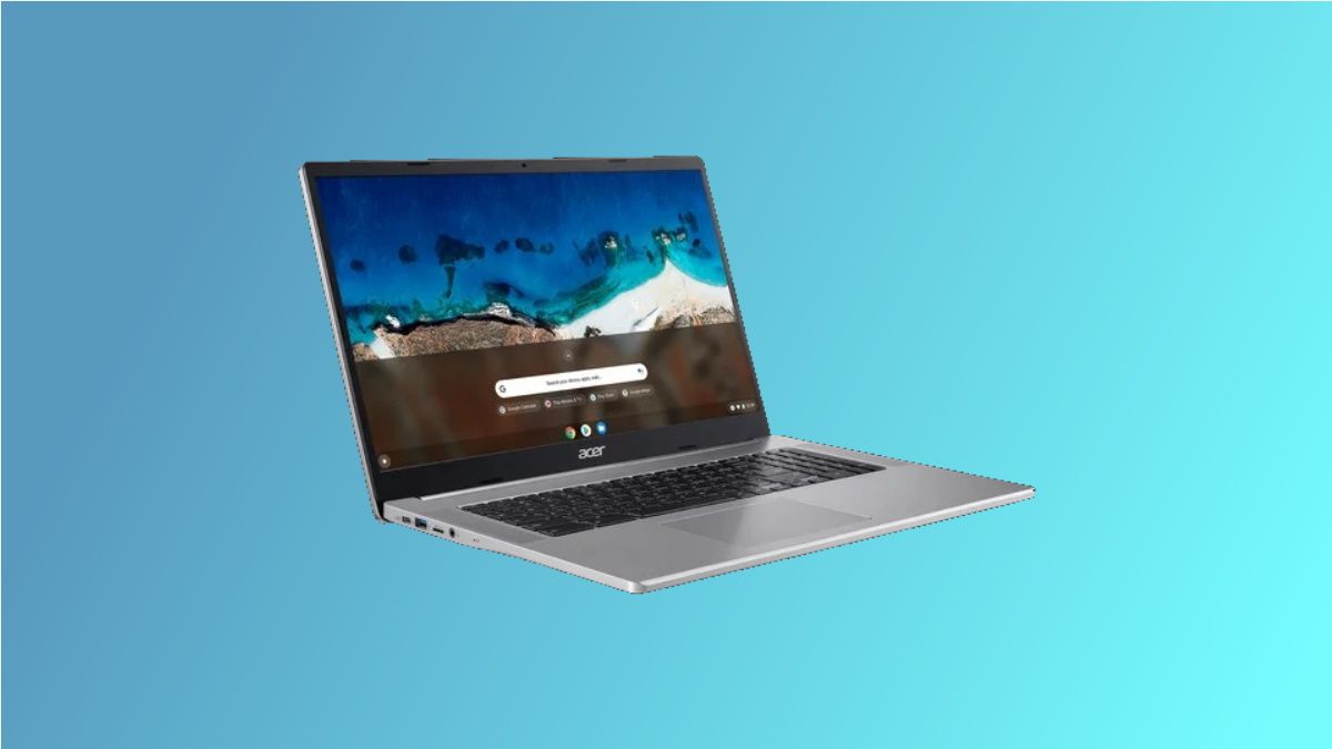 Acer Chromebook 317 em fundo azul