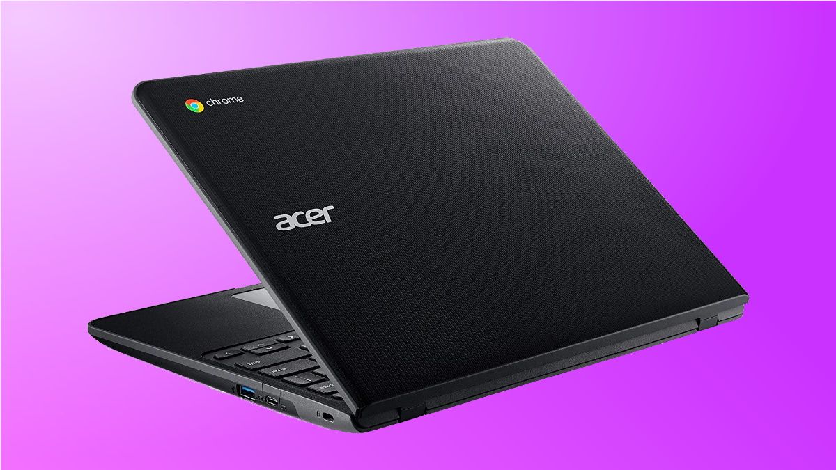 Acer Chromebook 512 em fundo roxo