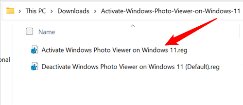 Clique duas vezes em “Ativar o Windows Photo Viewer no Windows 11”.