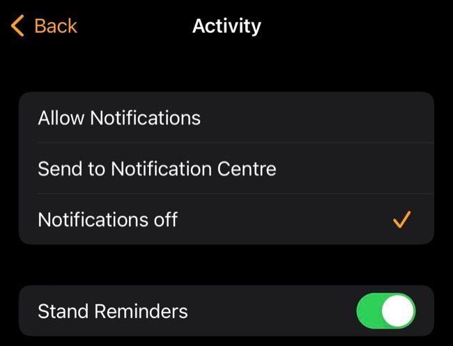 Desative as notificações de atividades do Apple Watch