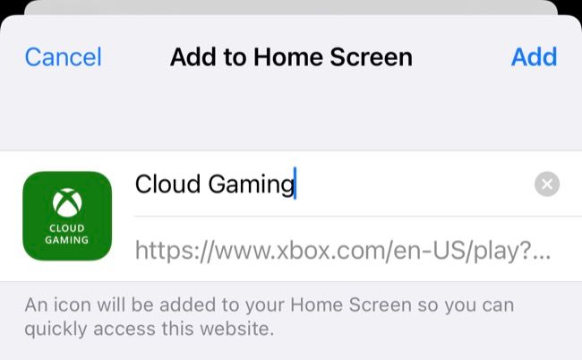 Adicione o Xbox Cloud Gaming à página inicial do iPhone