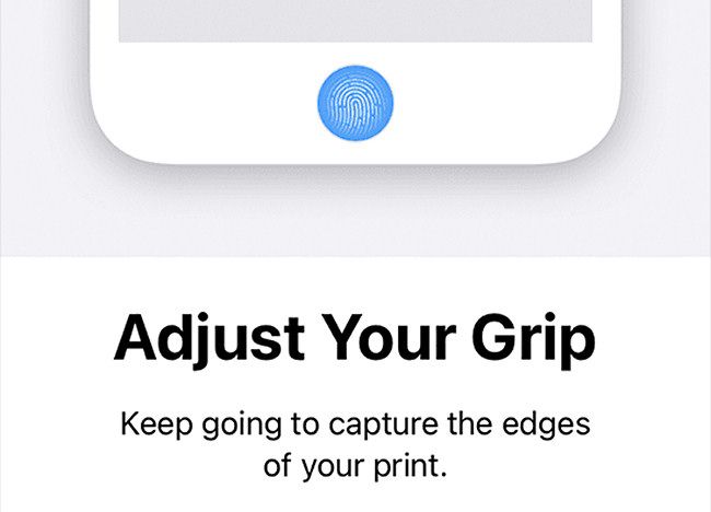 Ajuste sua pegada e continue colocando o dedo no sensor Touch ID.