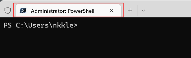 Windows PowerShell aberto no Windows Terminal como administrador.