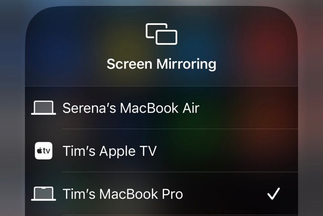 Espelhamento de tela AirPlay do iPhone para Mac