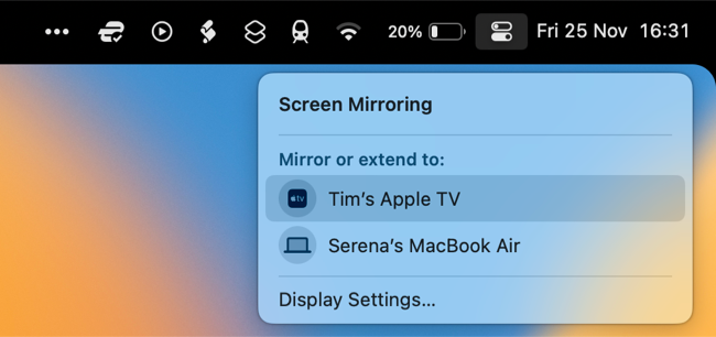 Espelhamento de tela AirPlay no macOS 13 Ventura