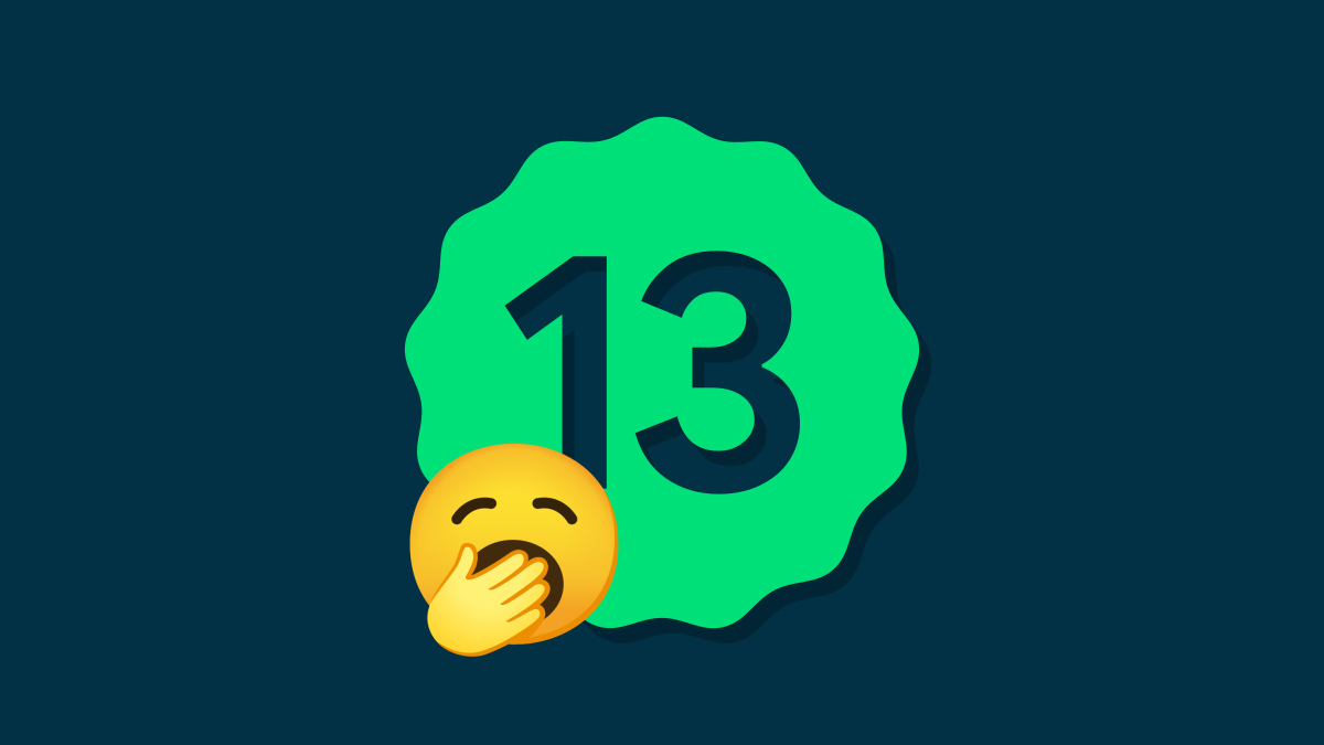 Logotipo do Android 13 com emoji bocejando.