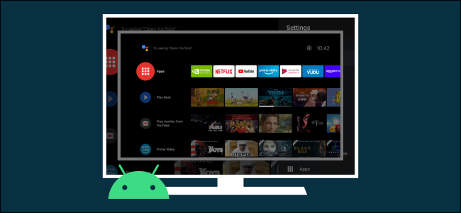 A tela inicial da Android TV.