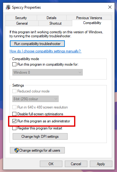 propriedades do aplicativo no Windows 10