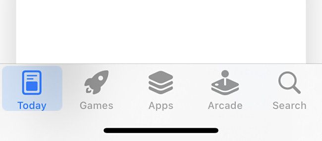 Botões da App Store do iPhone na parte inferior da tela.