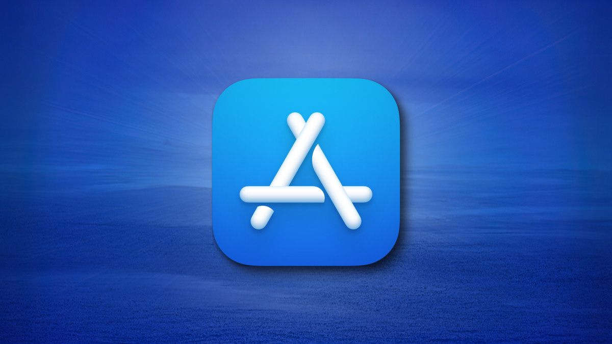 O ícone da Apple App Store em um fundo texturizado azul