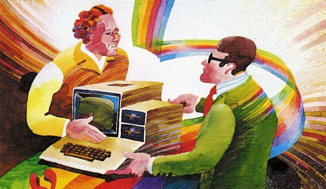 Uma ilustração do Apple II de um anúncio vintage.