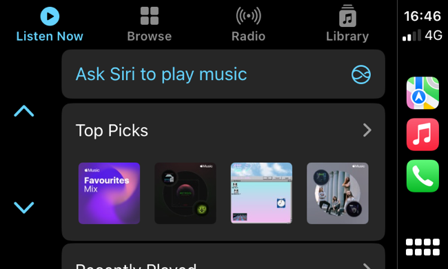 Interface do Apple Music CarPlay