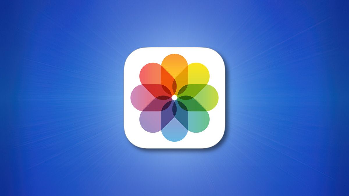 Ícone do aplicativo iOS Photos em fundo azul
