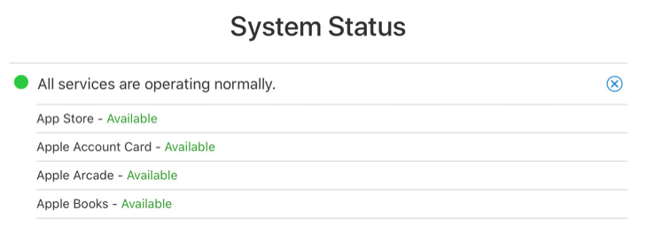Verifique o status do sistema da Apple