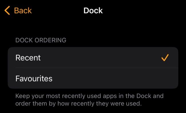 Ordenação de dock do Apple Watch por aplicativos recentes